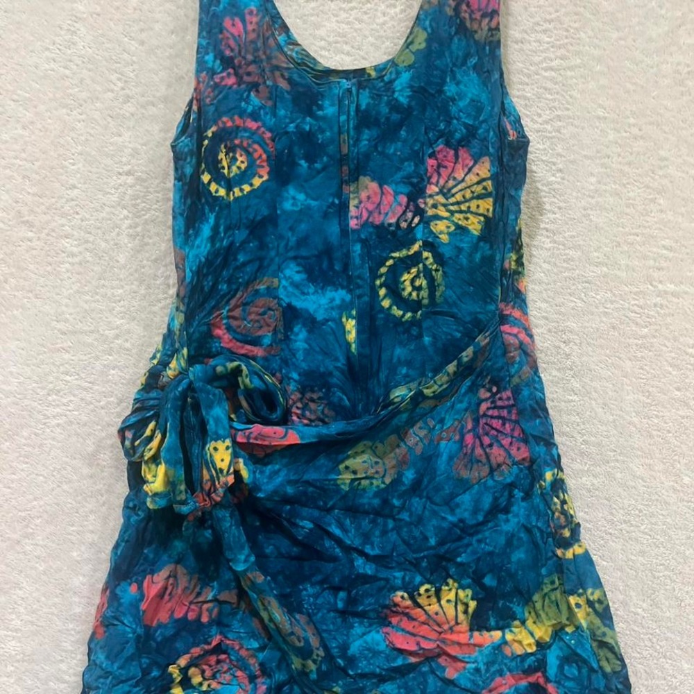 Blue and yellow boho vibes dress Pineapple Moon size medium